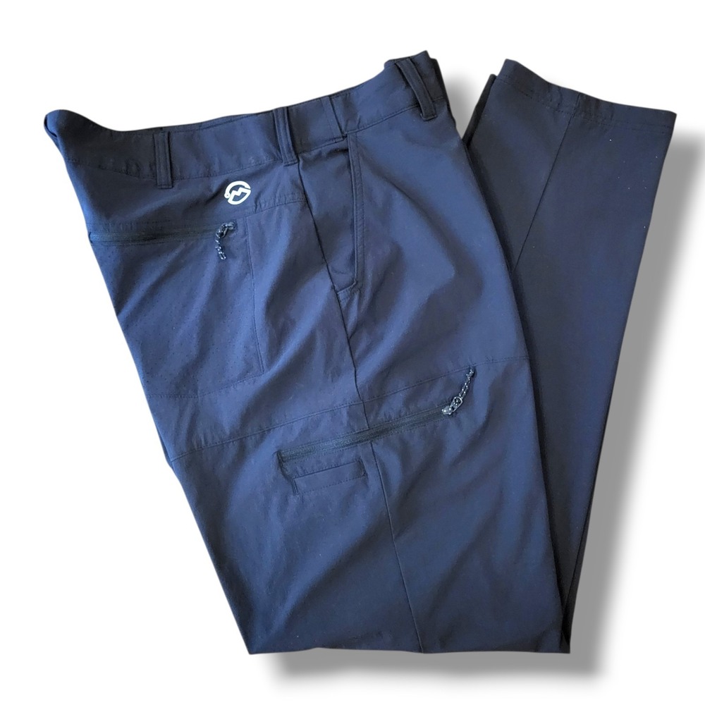 Magellan Pants Mens L Black Angler Tech Cargo Zip Pockets Outdoor Fish Gear